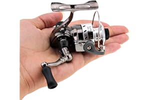 OriGlam Mini-Angelrollen, Spinnrolle, 4,3:1 Getriebe, Metall-Design, glatte und leistungsstarke Spinn-Angelrollen für Karpfen, Barsch, Forelle, Süßwasser, Salzwasser
