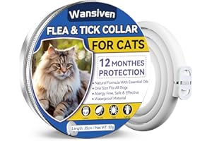 Wansiven Collier Anti-puces pour Chats, 48 cm Naturel Collier Anti-tiques imperméable réglable adapté à Tous Les Chats, Protection 12 Mois