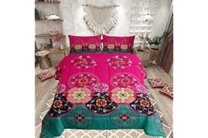 Loussiesd Set di biancheria da letto con motivo bohémien per bambini, stile etnico, vintage, motivo tribale esotico piumino, set di biancheria da letto, 3 pezzi, Bedding Piumino 200x200cm