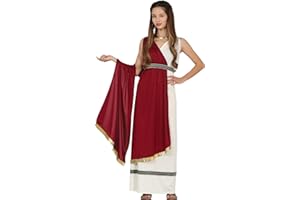 FIESTAS GUIRCA | Disfraz de Romana Teen (14-16 Años) - Capa, Cinturón y Túnica - Disfraces de Romanos y Griegos para Halloween, Carnaval y Fiestas de Disfraces - Ideal para Adolescentes - Rojo y Negro