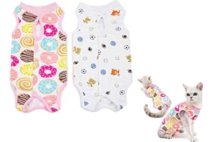 Tineer 2 confezioni E-collare alternativo per gatti - Professional Suit recupero chirurgico per ferite addominali dopo chirurgia di usura - Vestiti fisiologici gattini (M, Ciambella + palla)