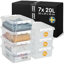 SmartStore Lot De 10 Boîtes Rangement 1L Plastique Transparentes Avec Couvercles - Empilables Et Emboîtables