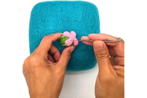 FELTSKY Beauty 360 Tappetino per feltratura ad ago, 100% Lana, Ecologico, in Lana Naturale, Kit per infeltrimento ad ago, 15,2 x 15,2 x 5,1 cm 6"x6"x2" off-Blue