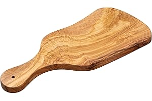 Erreke Tagliere Legno, Tagliere Legno Ulivo, Tagliere Ulivo, Tagliere in Legno d'ulivo Naturale, Pezzo Unico, Tagliere Grandi per Servire, Tagliare, Carne Barbecue Formaggio Pane (39x18 cm con Manico)