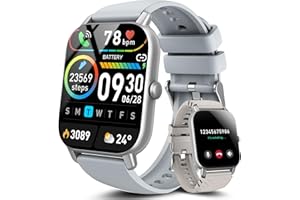 Aptkdoe Reloj Inteligente Hombre Mujer con Llamadas Bluetooth, 1.85" HD Smart Watch, 112 Modos Deportivos Smartwatch, Impermeable IP68 Pulsera Actividad con Pulsómetro/Monitor Sueño, Gris