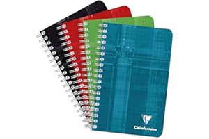Clairefontaine 68682C Taccuino a Spirale - 11x17 cm - 100 pagine quadretti piccoli - Carta Bianca 90 g - copertina in carta laminata colore casuale