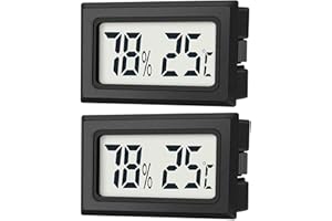 JEDEW 2er-Set Mini Digitale Thermometer-Hygrometer, Innen Temperatur- und Luftfeuchtigkeitmessgerät für Innenraum Gewächshaus Luftbefeuchter Reptilien, Großer LCD-Bildschirm Zentigrad ℃ (2)