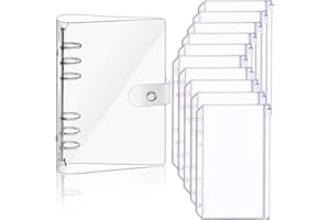 BETINYAR A6 Transparent Clear Soft PVC Notebook Binder and 10 PCS A6 Sizes Notebook Binder Loose Leaf Bags, Refillable Paper, Translucent Binder Zipper Folders(Transparent)