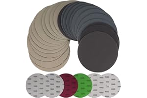 ZWFSDM 30 Pezzi Carta Vetrata, 125 mm Dischi Abrasivi Rotondi, Tamponi per Levigatrice Orbitale Bagnati e Asciutti, Carta Abrasiva per Legno Metallico - Grana 1000/1500/2000/3000/4000/5000