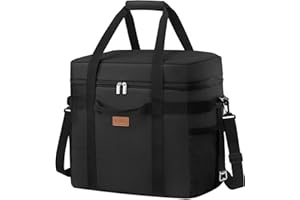 Lifewit 40L Soft Cooler Bag with Hard Liner, Large Insulated Picnic Lunch Bag Box Soft-Sided Cooling Bag for Camping、BBQ、Family Outdoor Activities, Black