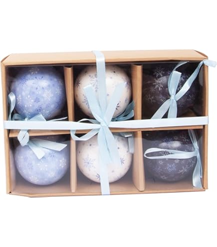 Ciao Set Of 6 Decoupage Christmas Tree Balls (7,5cm) Merry