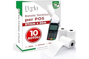 PERLA ITALIA Perla - 10 Rotoli Pos 57mm x 20 metri - Rotolini in carta termica di alta qualità - Rotoli Compatibili per Dispositivi POS Nexi, Nexa, Sumup e altri Dispositivi