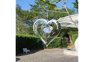 TSILIN Metal Wind Spinner, Garden Spiral Heart Wind Chime Metal Garden Ornament Sculptures，Hanging Wind Chimes Decorations For Outside Indoor Outdoor Home Yard Patio Garden