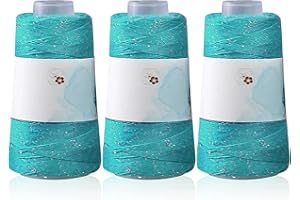 Durdiiy 3 PCS Cordino per Borse Uncinetto Filo Macrame, DK filato a maglia doppio pizzo, Shining Brightly, colori multipli, per uncinetto borse/cesti, Home Decor, artigianato fai da te (verde)