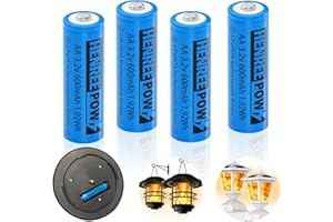 Henreepow 3.2v AA LiFePo4 600mAh Rechargeable Battery, Double A Rechargeable Battery Low Self-Discharge, 3.2v 600mAh Rechargeable Batteries for Solar Lights, Wall Lantern (AA-3.2v-600mAh）