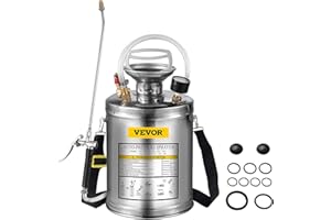 BuoQua 4L Stainless Steel Sprayer 1Gallon Steel Hand-Pump Sprayer with 3.3-inch Reinforced Hose Pressure Garden Sprayer for Home Gardening and Ground Cleaning(4L)