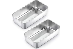 Homikit Loaf Tin Set of 2, Stainless Steel Cake Tins Bread Moulds for Baking, Rectangular Oven Baking Pan Bakeware Set - Meatloaf, Toast Bread, Pie, Lasagna, Healthy & Non-Toxic & Sturdy
