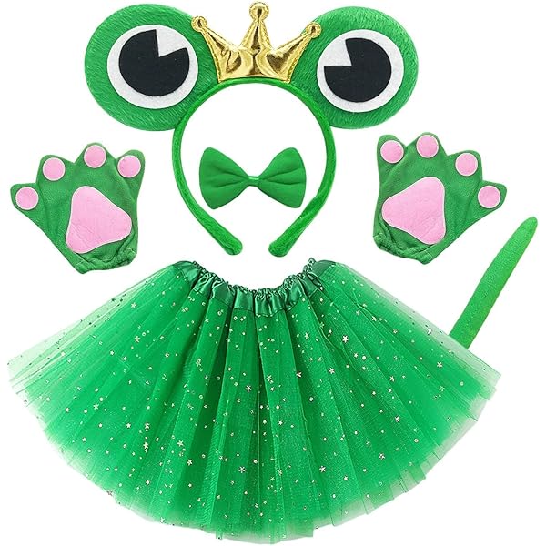 HOWAF Costume De Grenouille, Bandeau Grenouille Bandeaux De Grenouille Bandeau Cheveux Femme Boucles D'Oreilles Grenouille Lunettes Coeur Lunette