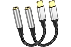 ACECENE USB C to 3.5mm Jack Audio Adapter, 2 Pack Short USB Type C to Aux Cable Male to Female Earphone Adapter Cord Compatible with Speaker for iPhone 16 15 Pro Max, Samsung Galaxy, Huawei, iPad