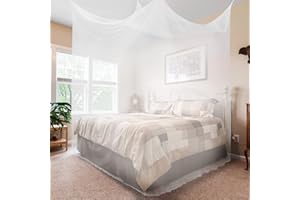 ‎SESAMIS SESAMIS Moskitonetz fur Doppelbett, feinmaschiger rechteckiger Netzvorhang mit 2 Eingangen, einfacheMontage, Insektenschutz fur Reisen und Zuhause.(Weiß ohne Tür)