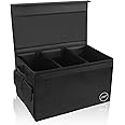 DOUBLE R BAGS Polyester Multi Compartments Collapsible, Portable For Car Accessories And Trunk Dicky Boot Organiser With Lid Cover(Black)