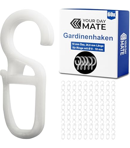 Ganci Pieghevoli Per Tende Gardinia - Confezione Da 10 Pz Per Anelli Da 28 Mm - Leggero E Pratico - Foto 5