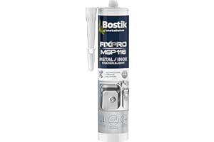 Bostik FIXPRO – Mastic de Fixation et Joint Métal/Inox MSP 116 – Intérieur/Extérieur – Tous Matériaux – Mastic Hybride Polymère – Couleur : Effet Métal – 1 Cartouche 290 ml