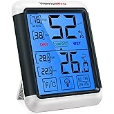 ThermoPro TP55 Dijital İ&ccedil; Mekan Higrometre Termometresi Sıcaklık ve Nem Monit&ouml;r&uuml; Oda Nem &Ouml;l&ccedil;er, B&uuml;y&uuml;k Dokunmatik Ekranlı, Ark