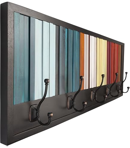 Appendiabiti Da Parete HAKU Möbel | Stile Industriale In MDF Grigio E Metallo | 10 Ganci, Capacità 3 Kg A Gancio | Dimensioni 65x100x9 Cm - 6