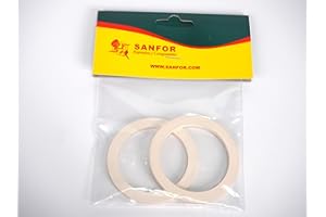 SANFOR Blíster Junta Goma Plana para Cafetera Tipo Musa Acero | 6 Tazas | Paquete 2 Unidades | Caucho | Blanco