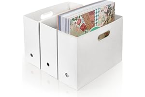 tutata Faltbarer Scrapbook-Papier-Organizer, 30,5 x 30,5 cm, Sammelalbum, Papieraufbewahrung, Kunststoff, weiß, 3 Stück TBK0026-3B