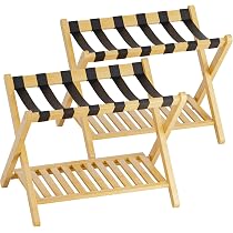 Portavaligie Pieghevole In Bambù Relaxdays, Per Hotel E Casa, Supporto Fino A 50 Kg, Dimensioni 56x68,5x41,5 Cm