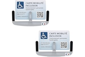 Idée pro mobilité® – Support de Carte CMI/PMR Adhésif Pare-Brise – Handicapé, Taxi, VTC, Stationnement – Polycarbonate Anti-UV – Fabriqué en France – Lot de 2