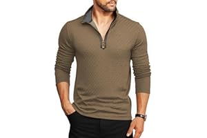 Danfiki Męskie koszulki polo Quarter Zip Waffle Bluzy z długim rękawem Sweter Jesienne swetry Geometryczna faktura