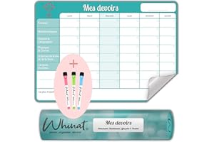 WHINAT Planning de révision des devoirs d'école de votre semaine/Tableau blanc effaçable et repositionnable/Cahier de texte hebdo/Préparer votre examen/Agenda idéal pour votre enfant au collège !