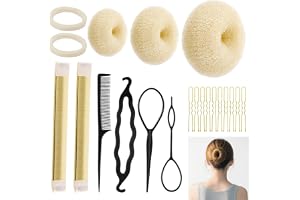 21-delars Hårdonut Set – Duttverktyg för Kvinnor och Flickor, DIY Donut Bun Kit för Balett & Chignon Frisyrer, Hårtillbehör för Uppsatser