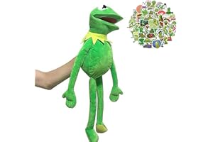 ALLOFUU Handpuppe Kermit Der Frosch für Kinder Handpuppen Erwachsene Kermit Puppe Anime Frog Spielzeug mit 50Pcs Aufkleber