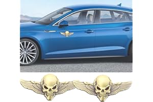 SGW 2x Flügel Totenkopf Emblem Aufkleber Beschriftung Metallmaterial regenfest anwendbar auf Auto Pickup LKW Kofferraum (große Bronze)