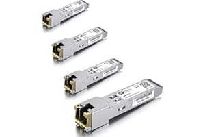 4 Stück, 1000BASE-T SFP Transceiver, SFP zu RJ45, 1.25G Kupfer SFP zu Ethernet Modul Kompatibel mit Cisco GLC-T/SFP-GE-T, MA-SFP-1GB-TX, Ubiquiti UniFi UF-RJ45-1G, Mikrotik S-RJ01, Netgear AGM734...