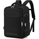 Telura Backpack 40x30x20 for Ryanair Expands to 40x30x25, Black/White | 24L Expandable to 30L Backpack Travel Cabin Airplane
