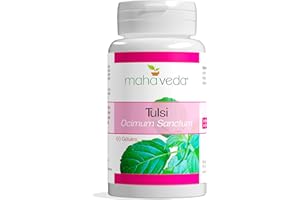 MAHA VEDA TULSI - Gelules de Tulsi titré en tanins pour la vitalité - Complément Alimentaire Vegan et Naturel - Dosage renforcé à 425mg - 60 gélules