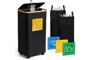 Viviendo hopfällbar flaskbehållare 100 L med lock | Hopfällbar design med 2 innerpåsar; för pantflaskor, tomglas och förvaring i kök
