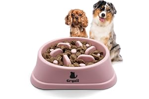 GRYZII Gamelle Anti Glouton Chien Moyen | Bol d'alimentation Lente et Saine, Favorise la Digestion de l'animal, Anti Vomissements, Design avec Pieds Antidérapants, Chien de Taille Moyenne (Moyen, Rose)