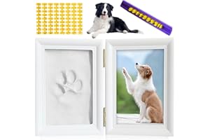 Nizirioo Pfotenabdruck Set Hund, Pfotenabdruck Set Katze, Pfotenabdruck Set Hund Und Katze, Tier Handabdruck Set, Bilderrahmen Aus Holz Pfotenabdruck Hund Pfotenabdruck Set Hund (Weiß)