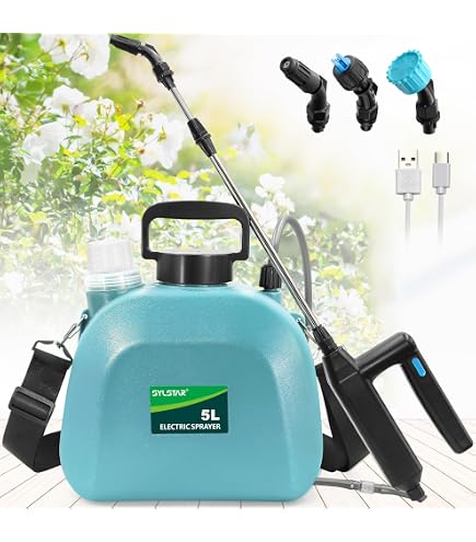 DOUBFIVSY Rechargeable Electric Plant Sprayer – 3 Nozzles, 3M Hose, Telescoping Wand For Garden & Yard