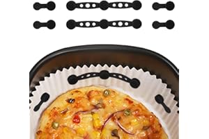 LASUROA 2 Sets Magnetschnalle aus Silikon für Heißluftfritteusen, Halter Papiereinlagen für Heißluftfritteusen zum Halten der Papiereinlagen an Ort Stelle Verhindern von Papierverbrennungen (Schwarz)