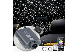 SUNKENET 16W Fibra óptica led, 570pcs of (0.75+1.0+1.5mm)*4m Luces de Fibra óptica para Techo de Coche y decoración del hogar, Luces estrelladas con aplicación Bluetooth/Control Remoto/Modo de música