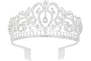 Makone Crystal Tiara Crown with Rhinestones Comb for Girls and Women Wedding Bridal Crown Proms Pageants Princess Birthday Party