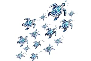 ‎KAZITOO KAZITOO 15 Stück Meeresschildkröten-Vinyl-Wandaufkleber, blaue Unterwasserschildkröte unter dem Meer, wasserdichte Schildkrötenblasen-Aufkleber für Badezimmer, Schlafzimmer, Wohnzimmer, Toilette, Kind