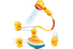 WolinTek Giocattolo per Baby Shower, Giocattoli da Bagnetto per Bambini Giochi Bagnetto Vasca Bagno Bambini Giocattolo Anatra Soffione Doccia con Potenti Ventose Regalo per Ragazzo Ragazza